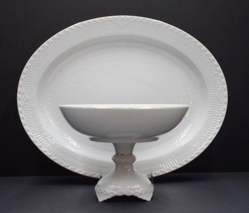 Royal Copenhagen-White Fluted Half Lace w/ Gold Trim 90 Pieces Service For 12 - 5