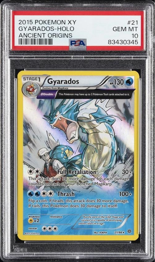 2015 POKEMON XY ANCIENT ORIGINS #21 GYARADOS-HOLO PSA 10 (1 of 2)