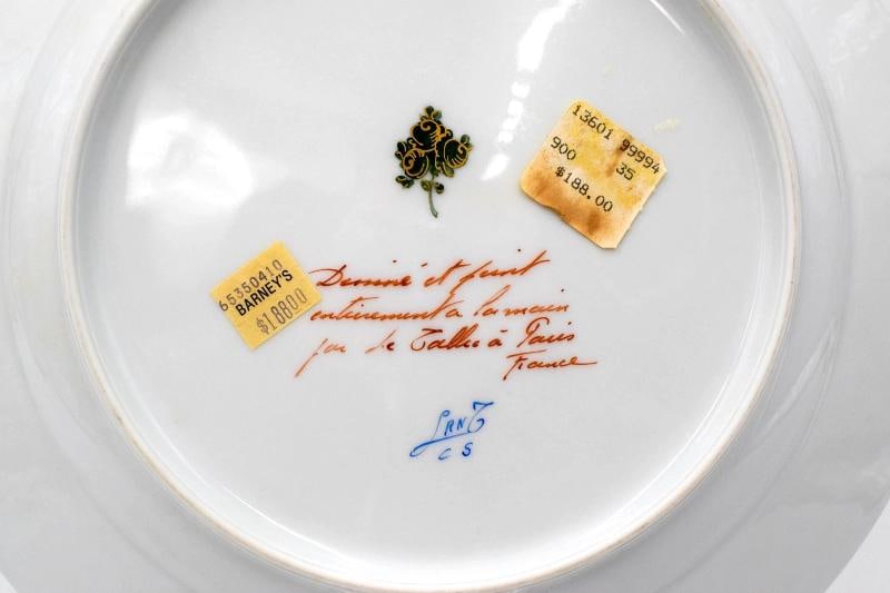 6 Le Tallec Hand Painted French Dinner Plates - Made for Barney's NYC - 6
