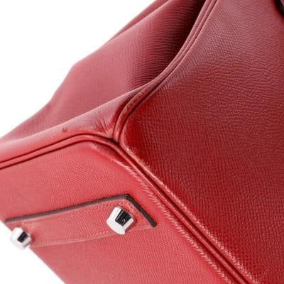 Hermes Birkin Handbag Red Epsom with Palladium Hardware 30 - 8