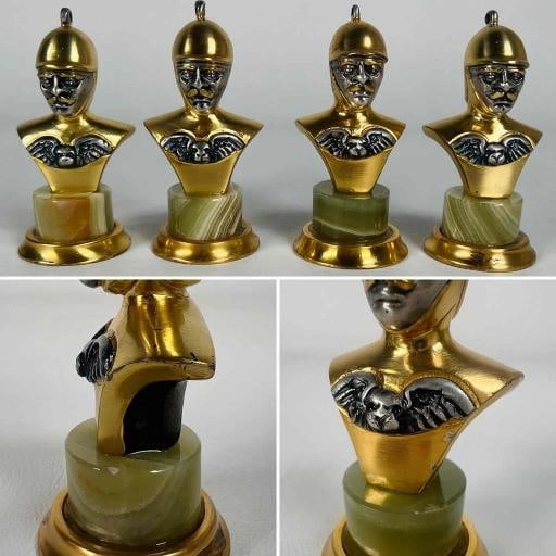 STUNNING Giuseppe Vasari Gorham Silvered Bronze Marble Pieces & Board Chess Set - 10