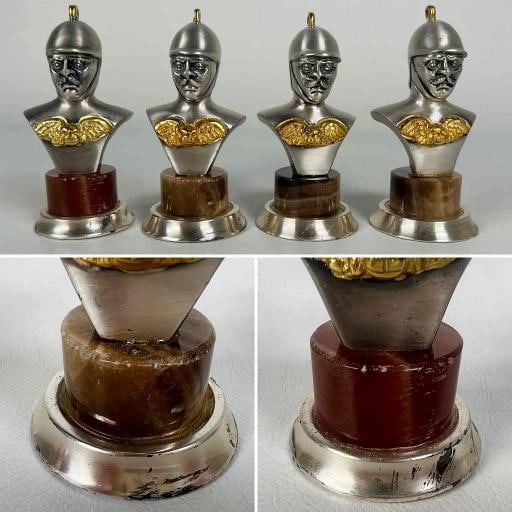 STUNNING Giuseppe Vasari Gorham Silvered Bronze Marble Pieces & Board Chess Set - 12