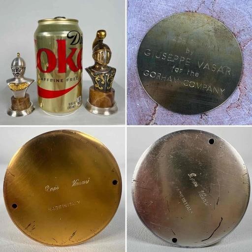 STUNNING Giuseppe Vasari Gorham Silvered Bronze Marble Pieces & Board Chess Set - 13