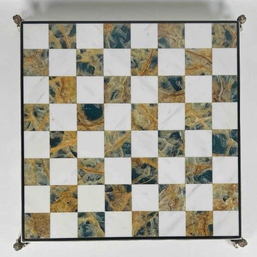 STUNNING Giuseppe Vasari Gorham Silvered Bronze Marble Pieces & Board Chess Set - 4