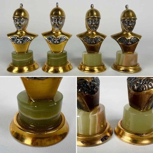 STUNNING Giuseppe Vasari Gorham Silvered Bronze Marble Pieces & Board Chess Set - 9