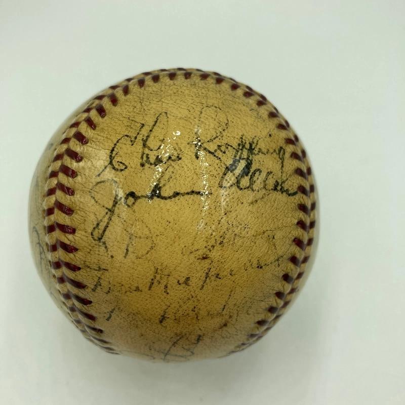 Babe Ruth & Lou Gehrig Sweet Spot 1934 Yankees Team Signed Baseball JSA COA - 5