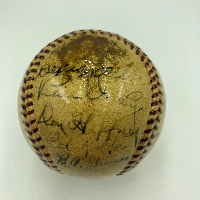 Babe Ruth & Lou Gehrig Sweet Spot 1934 Yankees Team Signed Baseball JSA COA - 7