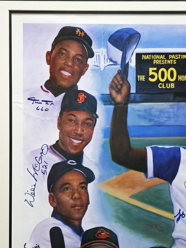 500 Home Run Club Auto Framed 28x30 Photo 11 Sigs Willie Mays Hank Aaron Beckett - 2