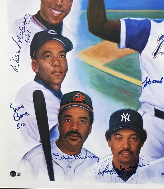 500 Home Run Club Auto Framed 28x30 Photo 11 Sigs Willie Mays Hank Aaron Beckett - 3