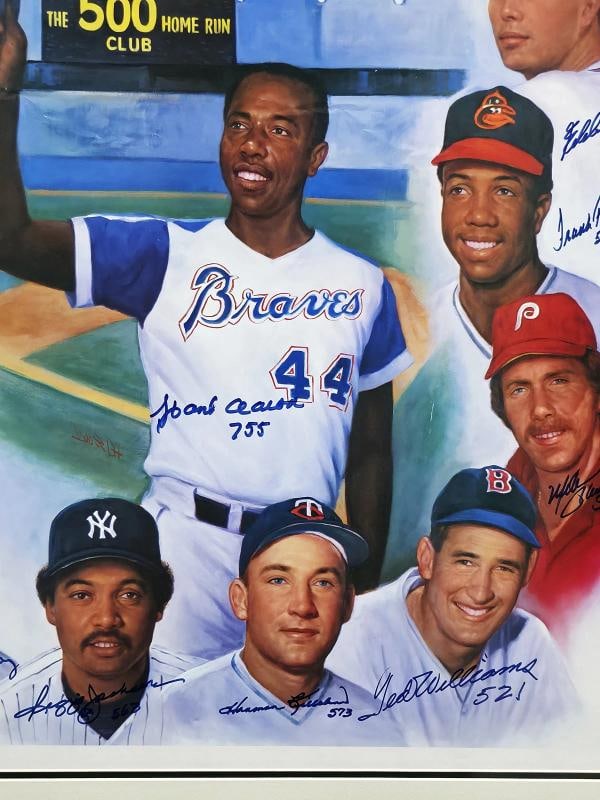 500 Home Run Club Auto Framed 28x30 Photo 11 Sigs Willie Mays Hank Aaron Beckett - 4
