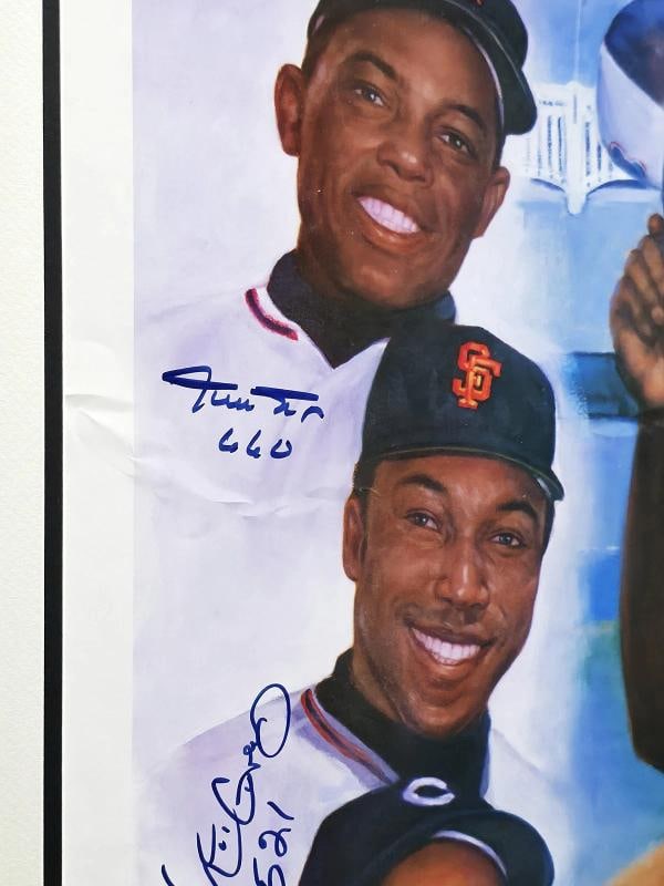 500 Home Run Club Auto Framed 28x30 Photo 11 Sigs Willie Mays Hank Aaron Beckett - 8