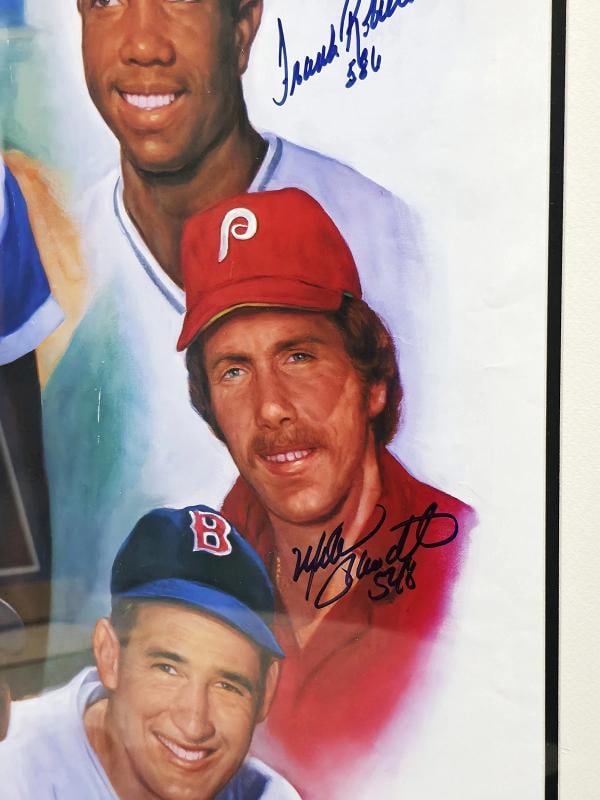 500 Home Run Club Auto Framed 28x30 Photo 11 Sigs Willie Mays Hank Aaron Beckett - 9