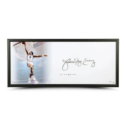Julius "Dr. J" Erving Auto Framed The Show The Doctor 18x44 Photo 76ers UDA Holo: Player: Julius "Dr. J" Erving,Team: Philadelphia 76ers,Sport: Basketball-NBA,Product: Photo,Signed: Yes,Autograph Authentication: Upper Deck,Original/Reprint: Original,Country of Origin: United