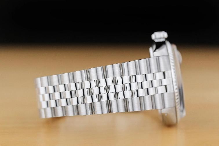 ROLEX MENS DATEJUST 1601 GREEN DIAL 18K WHITE GOLD STEEL WATCH w/ JUBILEE BAND - 7