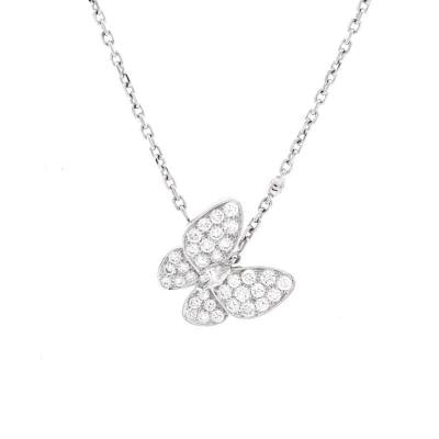 Van Cleef & Arpels Two Butterfly Pendant Necklace 18K White Gold and Diamonds: Measurements: Length: 14.5 - 16.0 ", Pendant Length: 14.90 mm, Pendant Width: 15.50 mm . Condition: Pre-owned - Good,Brand: Van Cleef & Arpels,Main Stone: Diamond,Metal: 18K White Gold,Metal Purity: