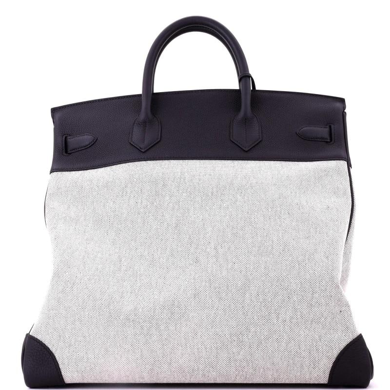 Hermes HAC Birkin Bag Criss Cross Toile and Black Evercolor with Palladium - 3