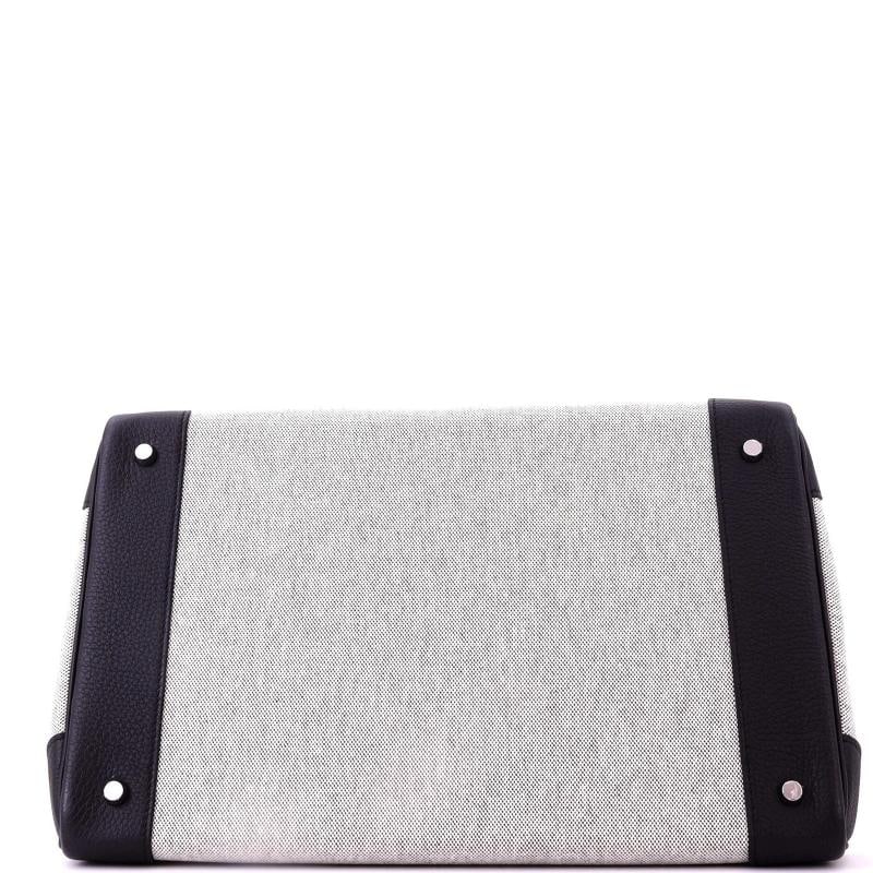 Hermes HAC Birkin Bag Criss Cross Toile and Black Evercolor with Palladium - 4