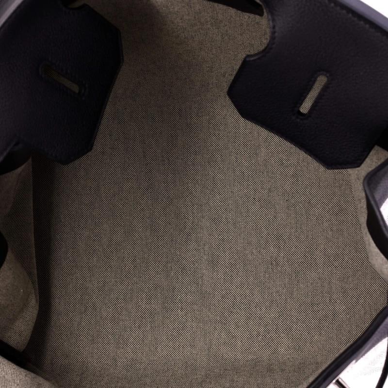 Hermes HAC Birkin Bag Criss Cross Toile and Black Evercolor with Palladium - 5