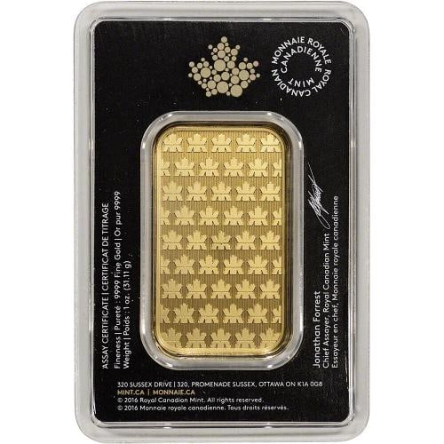 1 oz. Gold Bar - Royal Canadian Mint (RCM) - .9999 Fine in Assay - 2