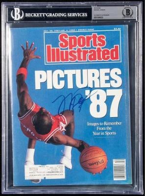 Michael Jordan Signed 1987 Sports Illustrated Magazine Beckett Certified: Sport: Basketball,Player: Michael Jordan,Signed: Yes,Original/Reprint: Original,Autograph Authentication: Beckett Authentication Services (BAS),Product: Magazine,Team: Chicago Bulls,Country of