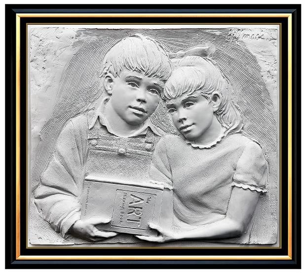 Bill Mack Original Bonded Sand Sculpture Sharing Children Signed Framed Artwork (1 of 4)