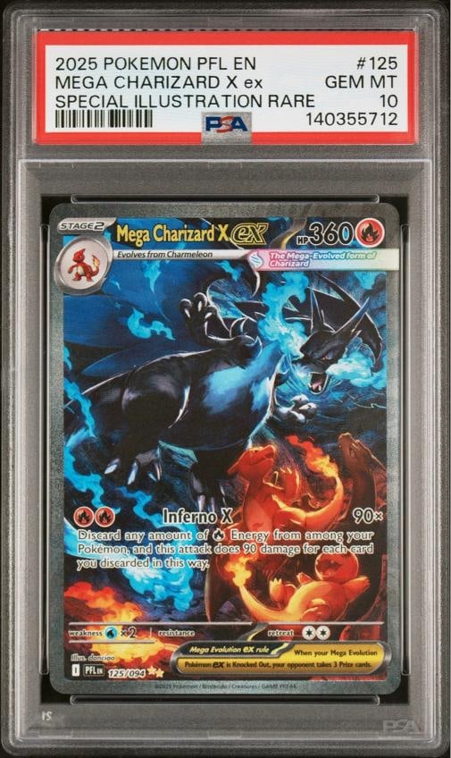 2025 POKEMON PFL EN-PHANTASMAL FLAMES #125 MEGA CHARIZARD X EX PSA 10: Condition: Graded - PSA 10: Professionally graded ,Graded: Yes,Set: 2025 POKEMON PFL EN-PHANTASMAL FLAMES,Game: PokÃƒÂ©mon TCG,Character: MEGA CHARIZARD X EX,Card Name: MEGA