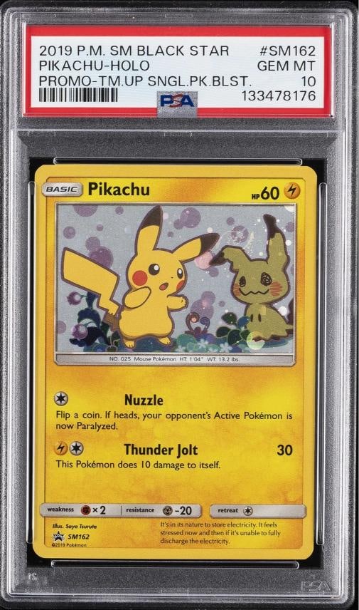 2019 POKEMON SM BLACK STAR PROMO #SM162 PIKACHU-HOLO PSA 10 (1 of 2)
