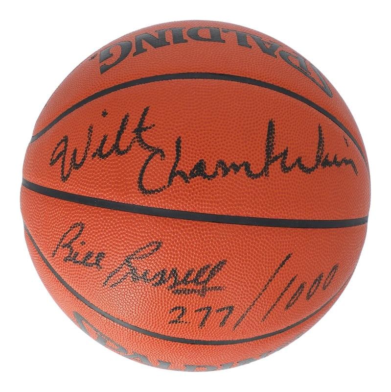 Wilt Chamberlain & Bill Russell Signed Official NBA Game Basketball JSA COA (1 of 7)