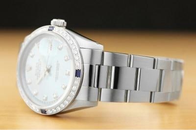 MENS ROLEX DATEJUST ICE BLUE 18K WHITE GOLD DIAMOND SAPPHIRE & STEEL WATCH - 4
