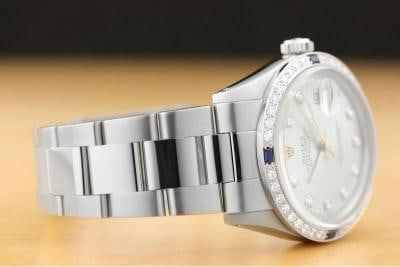 MENS ROLEX DATEJUST ICE BLUE 18K WHITE GOLD DIAMOND SAPPHIRE & STEEL WATCH - 6