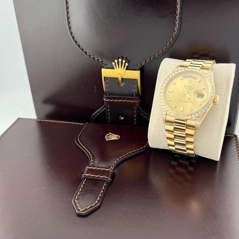 Rolex Day Date President 18138 Factory Diamond Dial Bezel & Lugs 18K Yellow Gold - 10