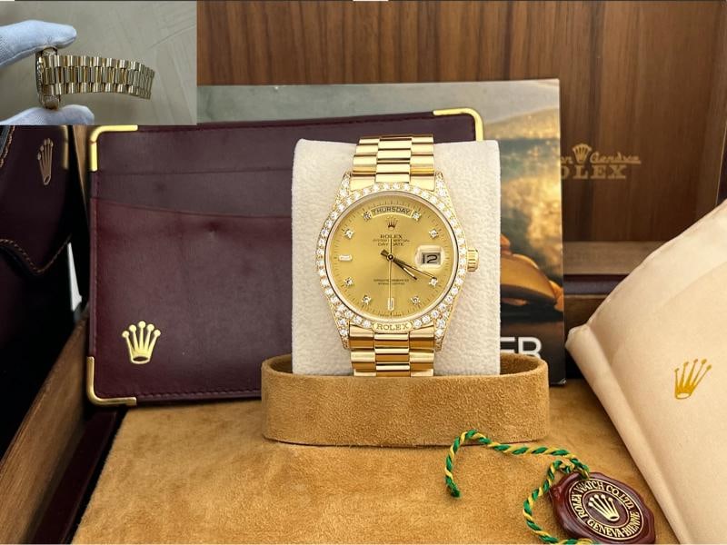 Rolex Day Date President 18138 Factory Diamond Dial Bezel & Lugs 18K Yellow Gold (1 of 10)