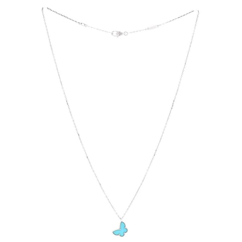Van Cleef & Arpels Sweet Alhambra Butterfly Pendant Necklace 18K White Gold - 3