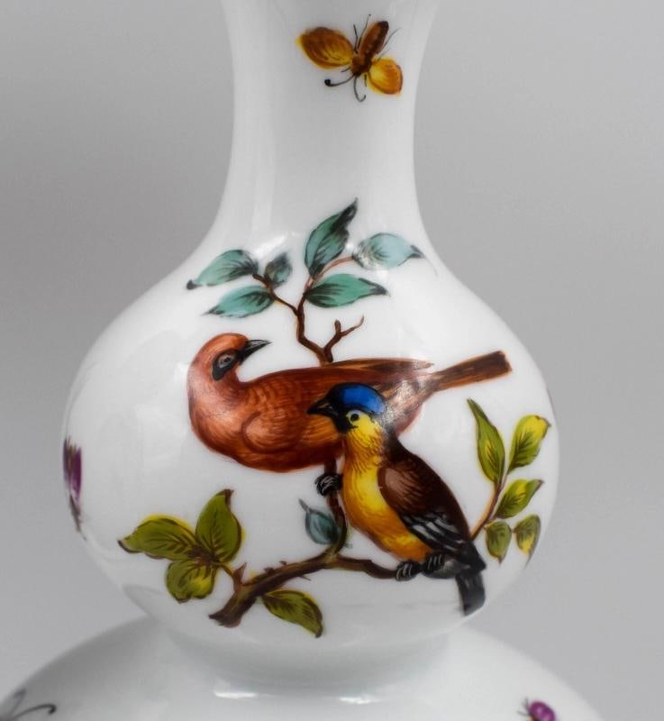 Pair of Dresden Helena Wolfson Hand Painted Bird Vases with A/R Mark - 7