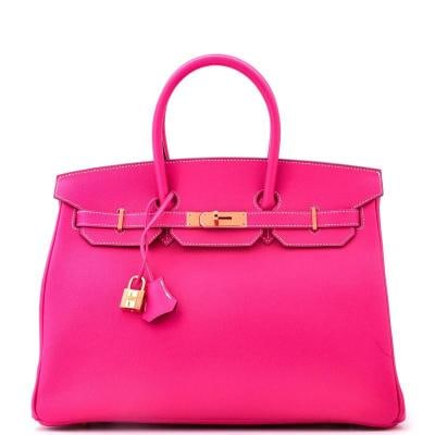 Hermes Birkin Handbag Pink Epsom with Gold Hardware 35: Accessories: Keys, Dust Bag, Lock, Clochette Measurements: Height 10", Width 13.5", Depth 7". Condition: Pre-owned - Excellent,Brand: Hermes,Exterior Material: Leather,Style: Top Handle,Exterior