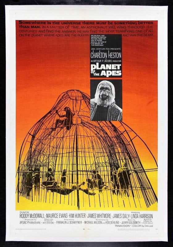 PLANET OF THE APES ORIGINAL VINTAGE MOVIE POSTER 1968~(27" x 41"): Industry: Movies,Object Type: Poster,Original/Reproduction: Original,Country of Origin: United States 