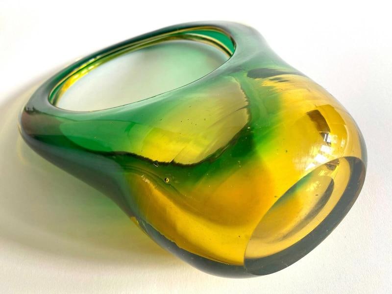 MID CENTURY MODERN SEGUSO MURANO ART GLASS SOMMERSO SCULPTURAL BASKET BOWL VASE - 12