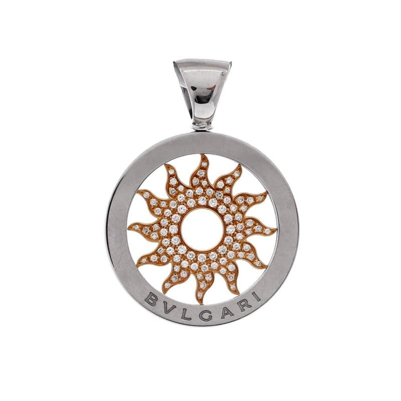 Bvlgari Tondo Sun Pendant Pendant & Charms 18K Yellow Gold and Stainless Steel: Measurements: Height/Length: 43.25 mm, Width: 31.35 mm . Condition: Used,Material: 18K Yellow Gold,Type: Pendant & Charms,Color: Yellow Gold,Brand: Bvlgari 