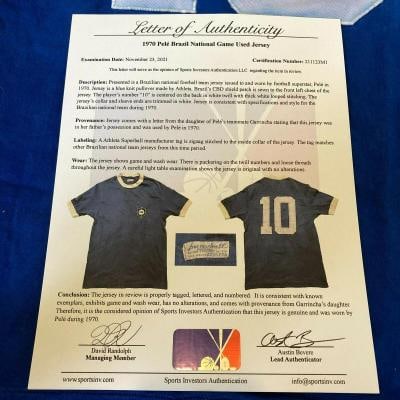 Pele Game Used 1970 Brazil National Soccer Jersey With Sports Investors COA - 6