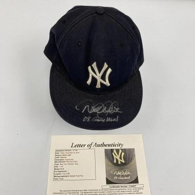 Derek Jeter Signed 2008 Game Used New York Yankees Baseball Hat JSA & Steiner (1 of 10)