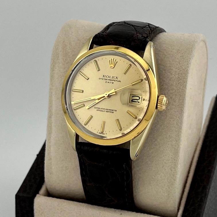 Rolex Oyster Perpetual Date 1550 34mm Champagne Dial 14k Gold Stainless Steel - 2