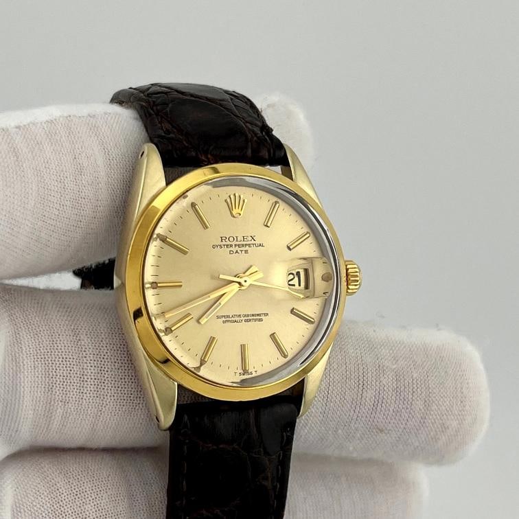 Rolex Oyster Perpetual Date 1550 34mm Champagne Dial 14k Gold Stainless Steel - 3