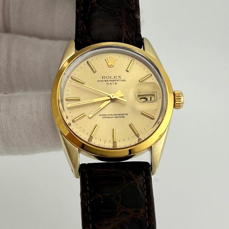 Rolex Oyster Perpetual Date 1550 34mm Champagne Dial 14k Gold Stainless Steel - 4