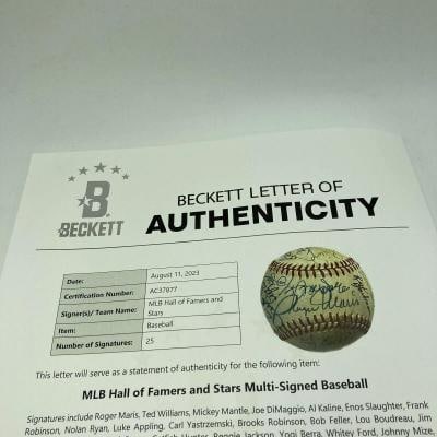 Mickey Mantle Joe DiMaggio Roger Maris Ted Williams Signed Baseball Beckett COA - 11