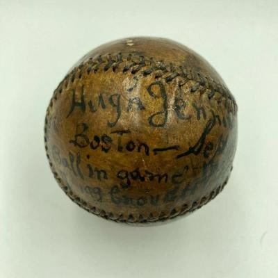 Hughie Jennings Single Signed Game Used 1909 Pennant Winning Baseball JSA COA (1 of 12)