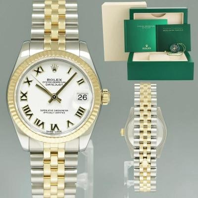 2019 Mint Ladies Rolex DateJust MidSize 31mm Jubilee White Roman 178273 Watch: Brand Rolex (Guaranteed Authentic) Model DateJust Reference Number 178273 Serial Number Random Gender Ladies Metal Stainless Steel / Yellow Gold Case Size 31.00mm Wrist Size This watch will currently