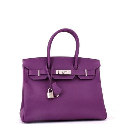 Hermes Birkin Handbag Purple Epsom with Palladium Hardware 30 - 2