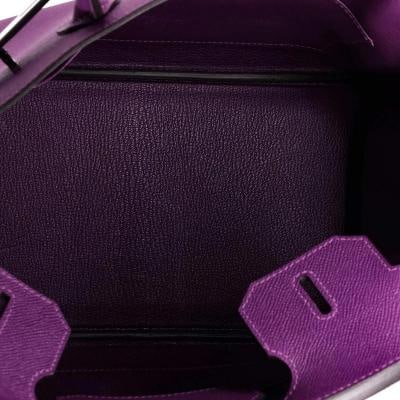 Hermes Birkin Handbag Purple Epsom with Palladium Hardware 30 - 5