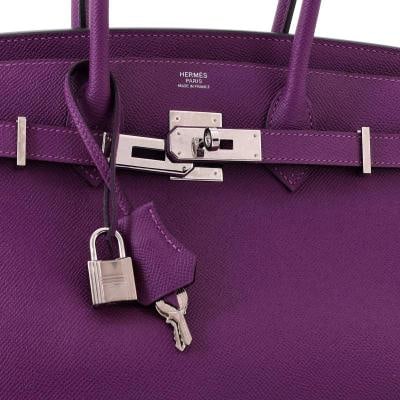 Hermes Birkin Handbag Purple Epsom with Palladium Hardware 30 - 6