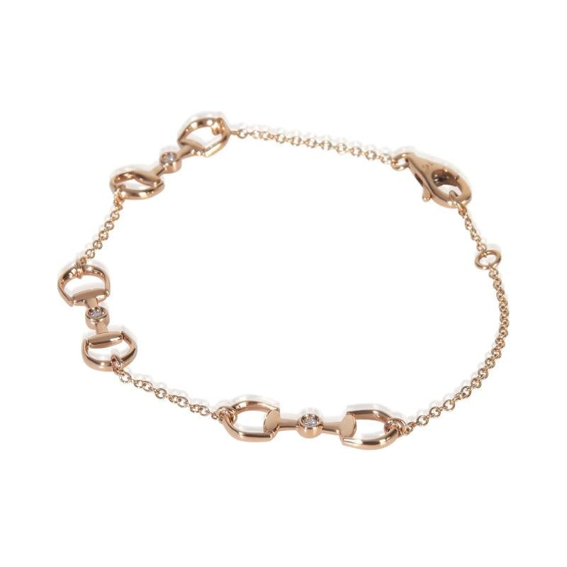 Gucci Rose Gold Diamond Horsebit Chain Link Bracelet - 2